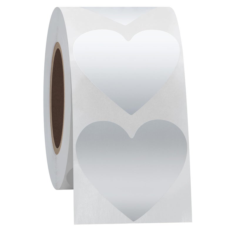 Hybsk 500pcs Heart Shaped Stickers 1.5 inch Labels for Party Decorations Favors Gifts Envelopes (Silver) - Image 4
